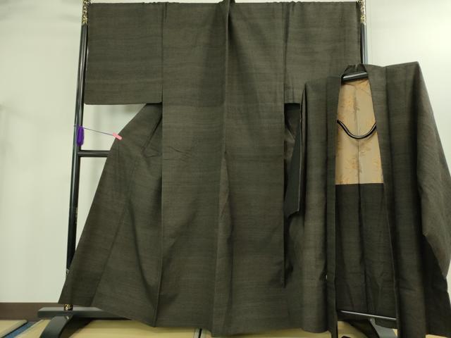 平和屋本店●極上　男性　紬　アンサンブル　キングサイズ　長羽織　濃い赤墨色　逸品　DZAB3407kh6 43,680円