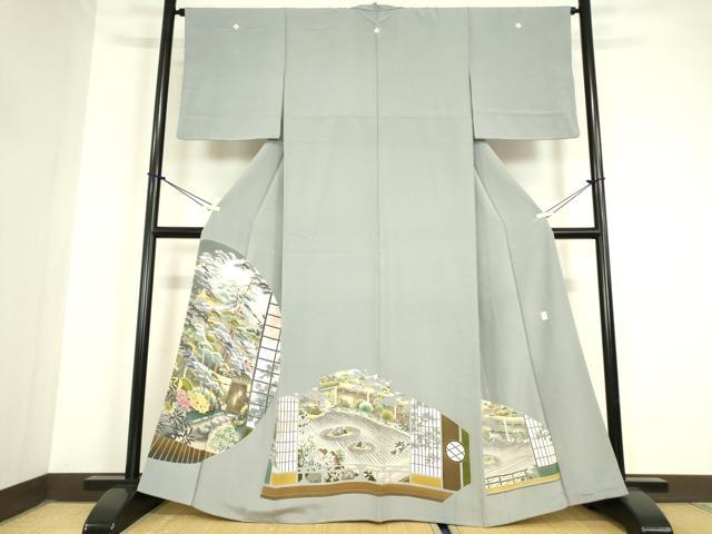 平和屋着物●豪華色留袖　友禅　作家物　庭園風景文　正絹　逸品　DAAY9644az