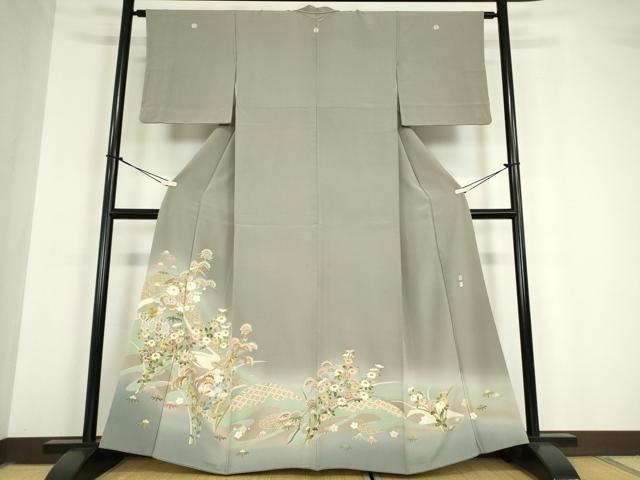 平和屋着物●京加賀友禅　松本健一　色留袖　草花文　暈し染め　正絹　逸品　DAAY9624az