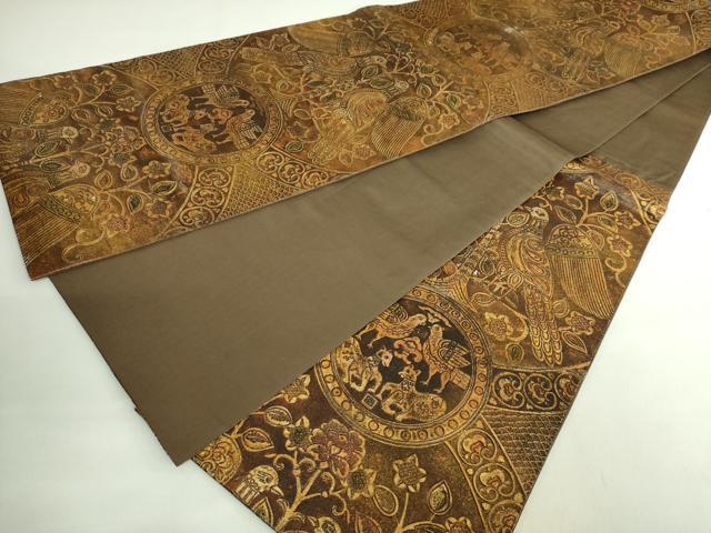 平和屋本店○極上 六通柄袋帯 金唐革 鳥獣花文 金彩 逸品 DZAB2664kh6