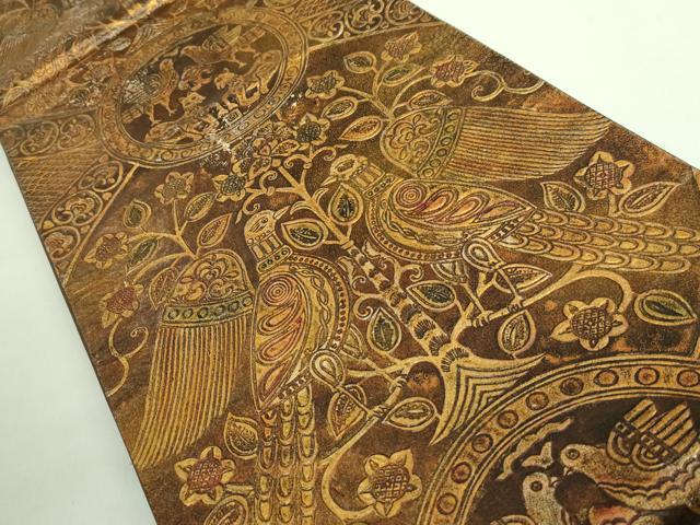 平和屋本店●極上　六通柄袋帯　金唐革　鳥獣花文　金彩　逸品　DZAB2664kh6 平和屋本店○極上 六通柄袋帯 金唐革 鳥獣花文 金彩 逸品 DZAB2664kh6