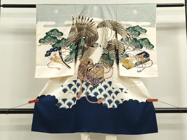 平和屋着物[]お宮参り 男の子 祝着 産着 初着 のしめ 松竹梅 鷹 文箱文 