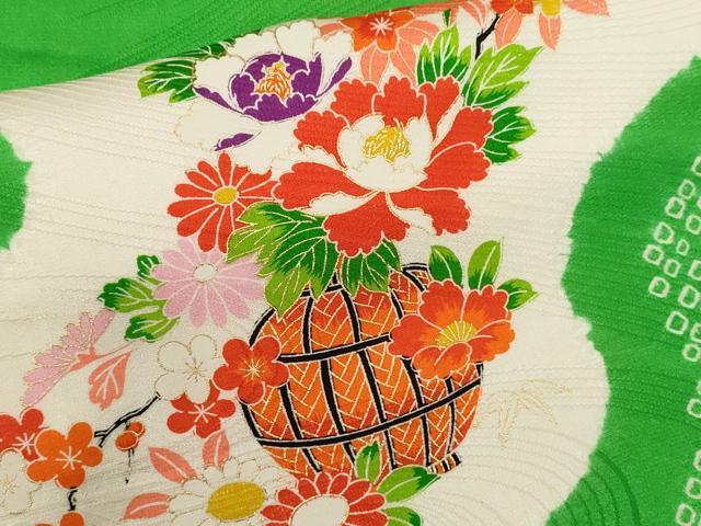 平和屋着物[]七五三　女の子　７歳　祝着　四つ身　長襦袢セット　絞り　駒刺繍　花車文　金彩　逸品　CABB2058ze_5