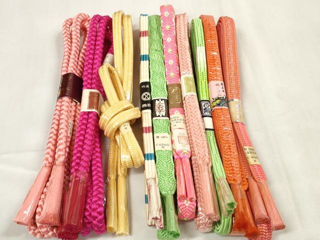 平和屋着物●和装小物　帯締め10本セット　組紐　唐組　金糸　西武百貨店扱い　全て正絹　逸品　未使用　DABA7002zzz