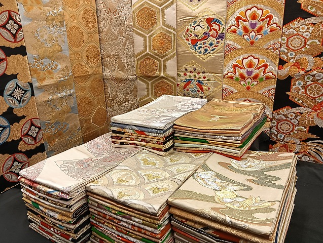 平和屋着物■袋帯 西陣 まとめて100点 鶴 孔雀 鴛鴦 尾長鳥 人物 蝶 更紗 花柄 七宝 正倉院 宝相華 金銀糸 未使用品あり 全て正絹 mmm977