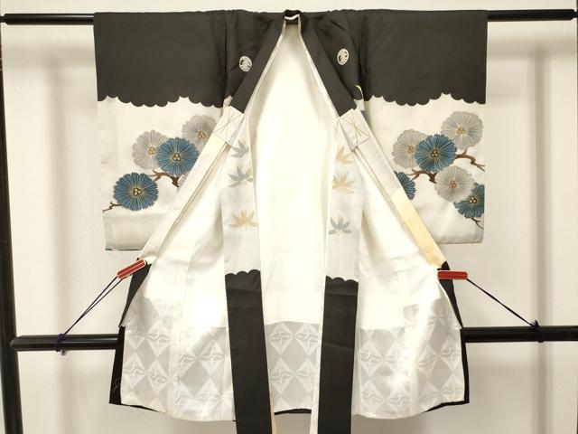 平和屋着物[]お宮参り　男の子　祝着　産着　初着　のしめ　刺繍　鷹　鷲　唐獅子　立波松文　暈し染め　金彩　逸品　DAAY3455ma_1