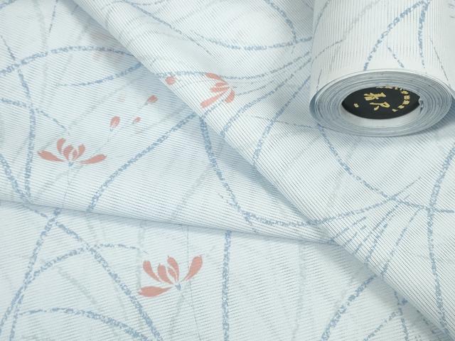 平和屋着物＊夏物　小紋　反物　着尺　絽　草花文　洗える着物　未使用　DABA7088zzz