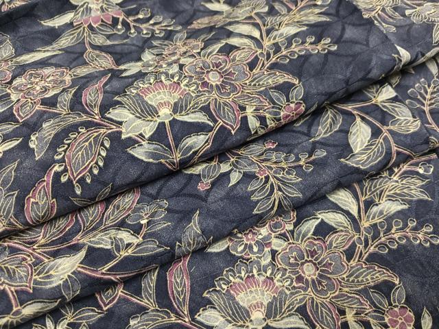 平和屋着物●上質な小紋　更紗枝花文　正絹　逸品　AABE2537ph