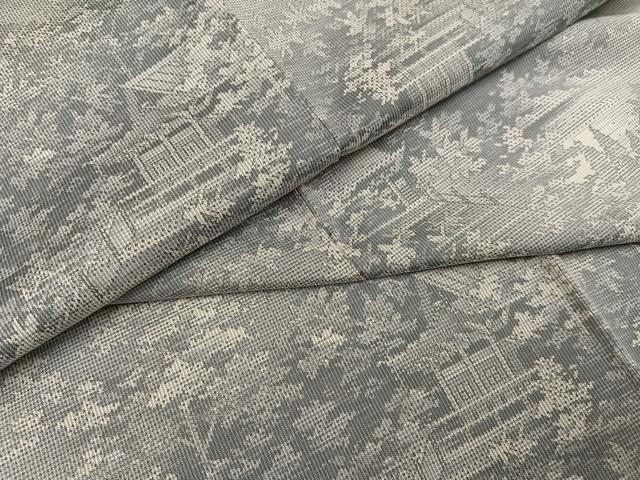 平和屋着物●都喜ヱ門　本場大島紬　白大島　一元7マルキ　総絣　風景樹林文　藤絹織物謹製　正絹　逸品　AABE2569ph