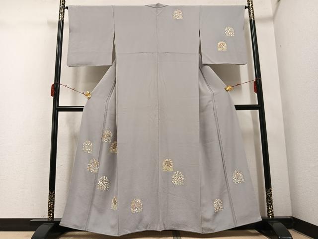 平和屋着物●訪問着　友禅　名物裂　花唐草文　金彩　正絹　逸品　AABE3924ph