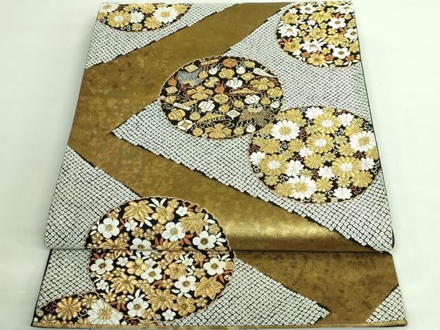 平和屋着物●極上　西陣　河合美術織物謹製　六通柄袋帯　唐織　豊明錦　雪輪宝尽くし　金糸　逸品　DZAB3119kh6 平和屋着物○極上 西陣 河合美術織物謹製 六通柄袋帯 唐織 豊明錦 雪輪