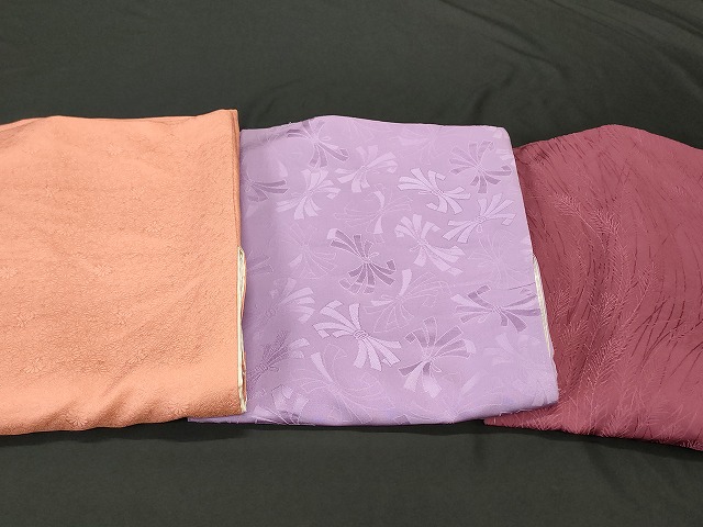 平和屋本店■色無地 まとめて 3点 花柄 束ね熨斗 寿光織 地紋 など 着用可能多数 未使用品あり 全て正絹 se3855