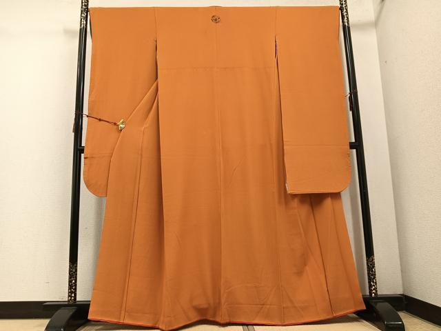 平和屋着物●豪華振袖　色無地　赤朽葉色　正絹　逸品　AABE5891ph