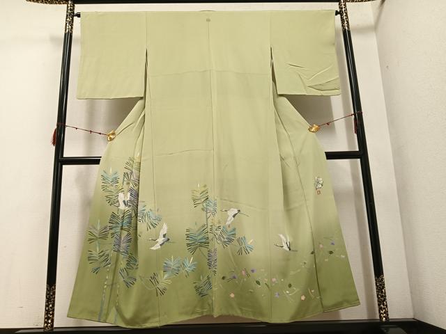 平和屋着物●豪華色留袖　友禅　作家物　群れ鶴草花文　暈し染め　ますいわ屋扱い　正絹　逸品　AABE6934ph