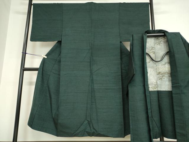 平和屋着物●男性　紬　アンサンブル　長羽織　褐返色　正絹　逸品　DAAY9963az