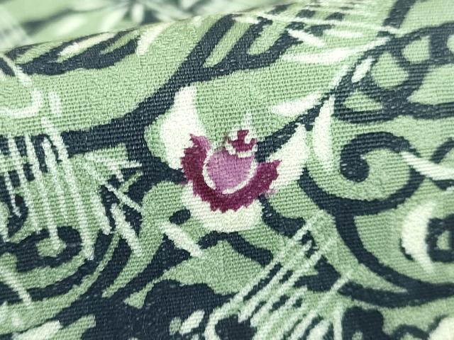 平和屋本店●極上　本場琉球紅型　琉球びんがた　知念紅型研究所　知念貞男　つけ帯　ふくら雀　反端付き　逸品　DZAB3363kh6_5