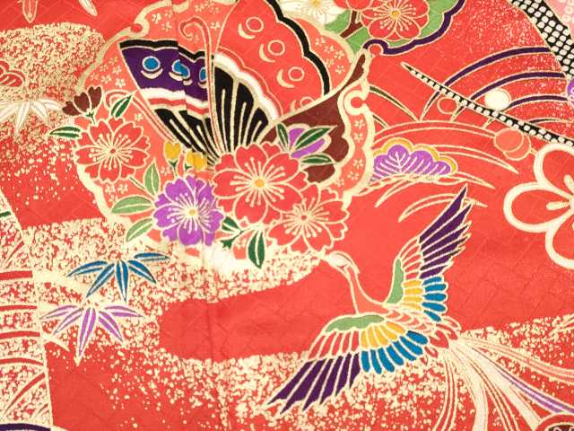 平和屋着物[]七五三　女の子　７歳　祝着　四つ身　長襦袢(単衣・半衿刺繍)セット　鳳凰　雪輪御所車花蝶文　金彩　逸品　DABA3569ma_4