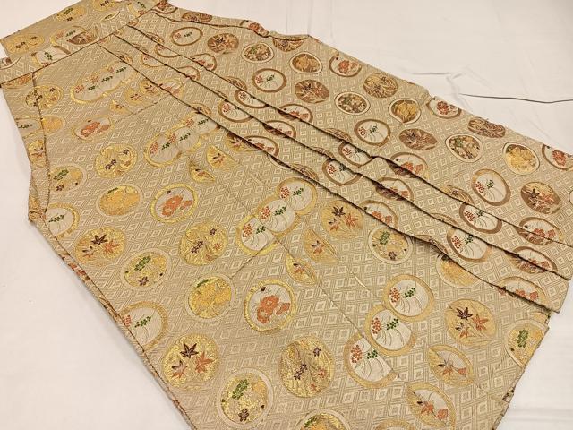 平和屋着物●男性　馬乗り袴　金襴袴　草花丸文　金糸　正絹　逸品　AABE8150ph 30,420円