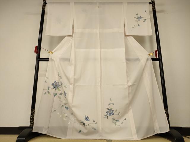 平和屋着物＊夏物　訪問着　絽　草花文　銀彩　洗える着物　AABE7423jd