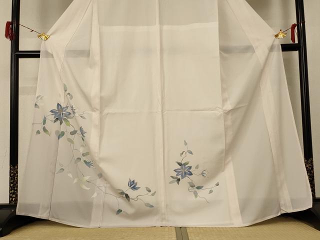 平和屋着物＊夏物　訪問着　絽　草花文　銀彩　洗える着物　AABE7423jd_2