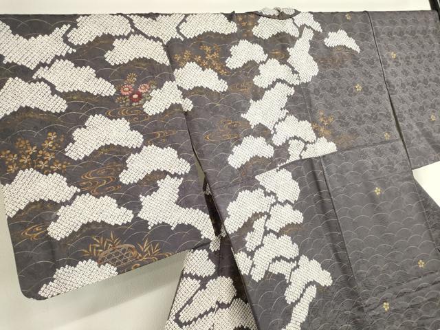 平和屋着物●訪問着　刺繍　絞り　鴛鴦花文　金彩　正絹　逸品　DABA4116az_2