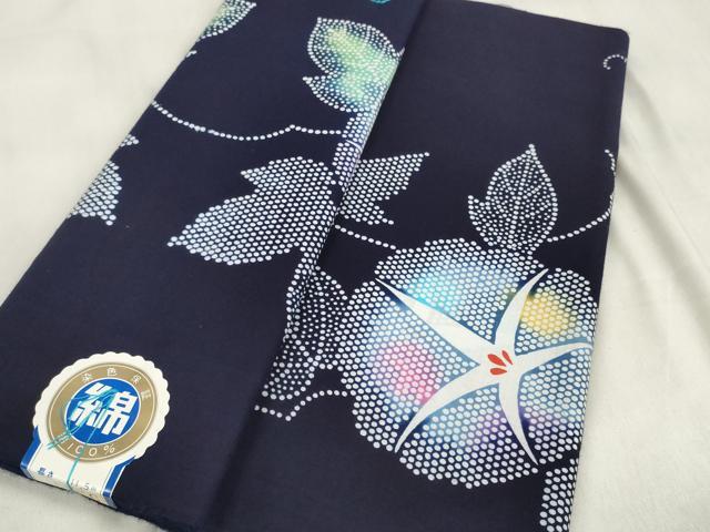 平和屋着物＊夏物　浴衣　反物　着尺　朝顔　アサガオ　綿　逸品　未使用　DABA7483zzz