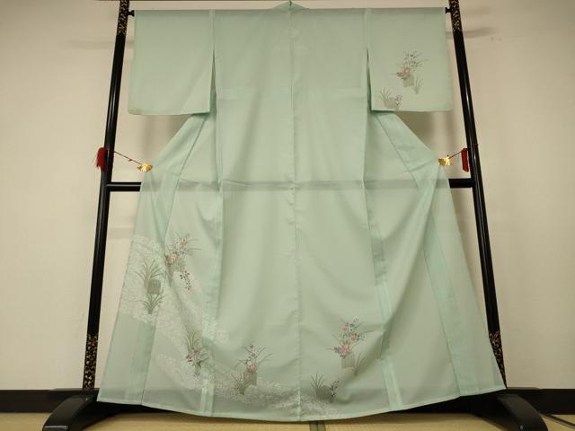 平和屋着物＊夏物　訪問着　絽　草花文　洗える着物　AABE7469jd