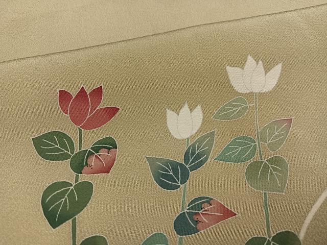 平和屋着物●本加賀友禅作家　金丸充夫　訪問着　枝花文　正絹　逸品　AABF0003ph