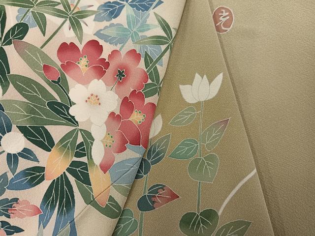平和屋着物●本加賀友禅作家　金丸充夫　訪問着　枝花文　正絹　逸品　AABF0003ph
