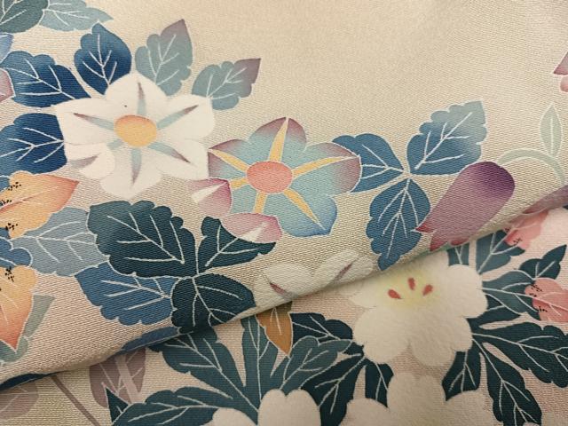 平和屋着物●本加賀友禅作家　金丸充夫　訪問着　枝花文　正絹　逸品　AABF0003ph