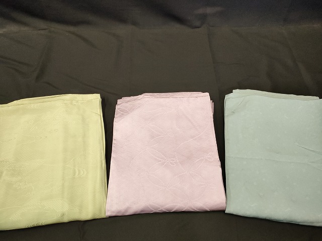 平和屋本店■色無地 まとめて 3点 花柄 七宝 さざ波 地紋 など 着用可能多数 未使用品あり 全て正絹 ppp3254