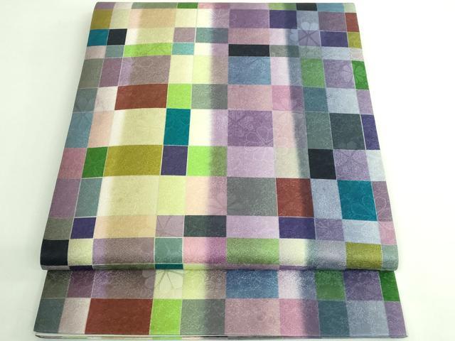 平和屋着物●極上　全通柄袋帯　変わり市松　逸品　DZAB3666kh6