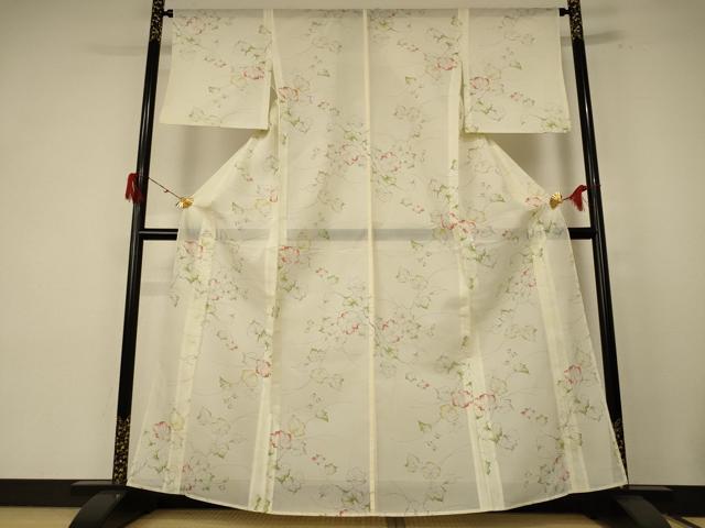 平和屋着物＊夏物　小紋　絽　草花文　洗える着物　AABE7512jd 平和屋着物＊夏物 小紋 絽 草花文 洗える着物 AABE7512jdの通販はau