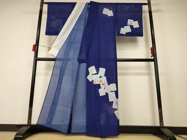 平和屋着物＊夏物　訪問着　絽　色紙花文　洗える着物　未使用　AABE9009jd_1