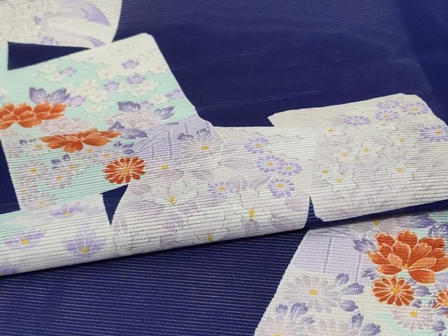 平和屋着物＊夏物　訪問着　絽　色紙花文　洗える着物　未使用　AABE9009jd_4