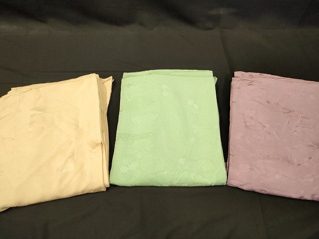 平和屋本店■色無地 まとめて 3点 花柄 青海波 地紋 など 着用可能多数 未使用品あり 全て正絹 ppp3284