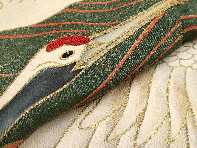 平和屋本店●極上　アンティーク　大正ロマン　中国三大刺繍　相良刺繍　振袖　飛鶴立波文　金彩　逸品　CYAA4434s6_6