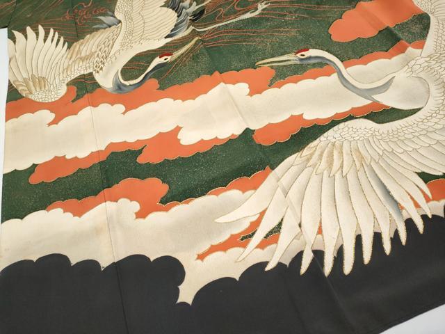 平和屋本店●極上　アンティーク　大正ロマン　中国三大刺繍　相良刺繍　振袖　飛鶴立波文　金彩　逸品　CYAA4434s6_4