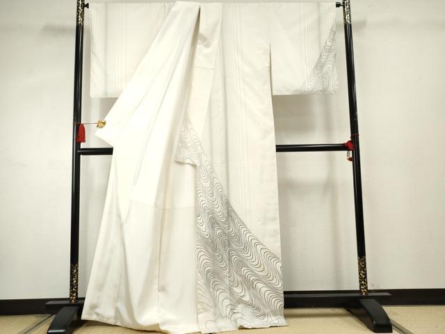 平和屋着物●本場染大島紬　訪問着　刺繍　刺し子　流水文　正絹　逸品　AABF3023cs 平和屋着物○本場染大島紬 訪問着 刺繍 刺し子 流水文 正絹 逸品