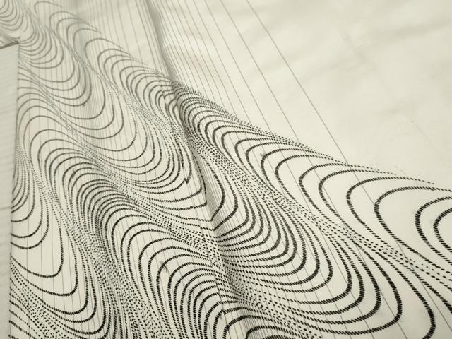 平和屋着物●本場染大島紬　訪問着　刺繍　刺し子　流水文　正絹　逸品　AABF3023cs 平和屋着物○本場染大島紬 訪問着 刺繍 刺し子 流水文 正絹 逸品