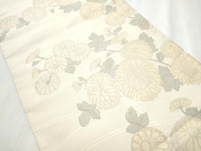 平和屋着物●八寸名古屋帯　枝菊文　金糸　正絹　逸品　CABB9564hy