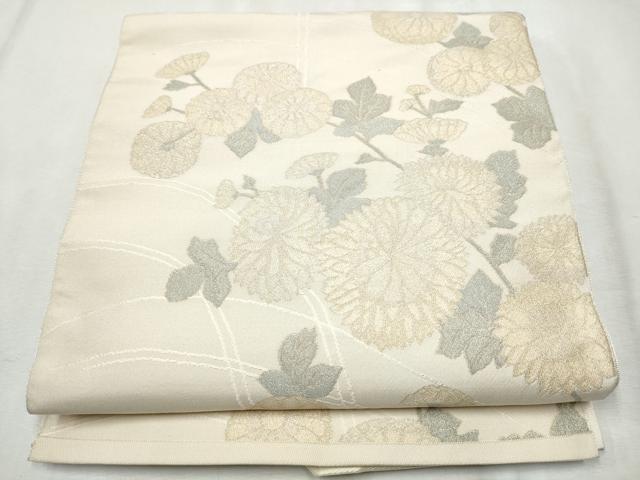 平和屋着物●八寸名古屋帯　枝菊文　金糸　正絹　逸品　CABB9564hy