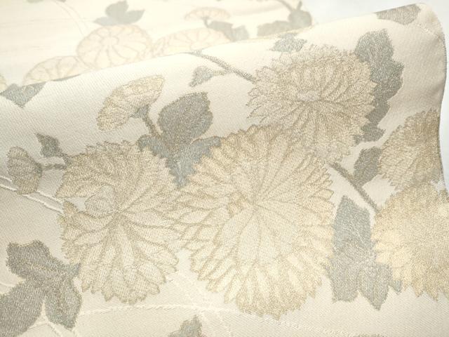 平和屋着物●八寸名古屋帯　枝菊文　金糸　正絹　逸品　CABB9564hy