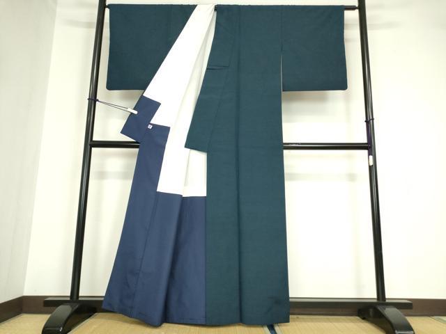 平和屋着物●上質な紬　色無地　留紺色　正絹　逸品　DABA4564az 平和屋着物○上質な紬 色無地 留紺色 正絹 逸品 DABA4564az