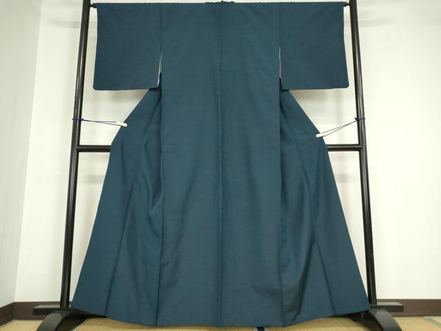 平和屋着物●上質な紬　色無地　留紺色　正絹　逸品　DABA4564az 平和屋着物○上質な紬 色無地 留紺色 正絹 逸品 DABA4564az