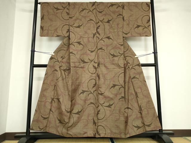 平和屋着物●本場大島紬　7マルキ　唐草文　正絹　逸品　DABA4559az