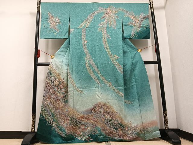 平和屋着物●訪問着　絞り　辻が花　暈し染め　金彩　正絹　逸品　AABF5384ph