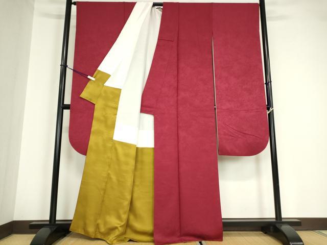 平和屋着物●パリコレクション　ファッションモデル・デザイナー　山口小夜子　振袖　色無地　真紅色　正絹　逸品　DABA4640az_2