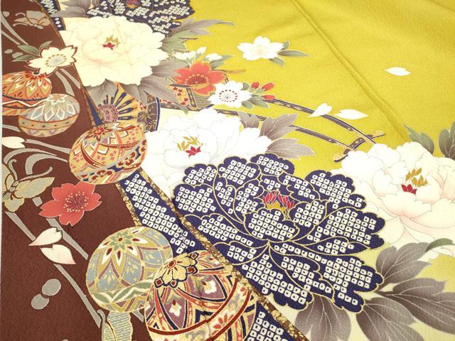 平和屋着物●訪問着　花毬文　金彩　正絹　逸品　DABA4675az_4