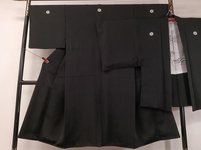 平和屋着物●男性　黒紋付　アンサンブル　正絹　逸品　CABC2733vp